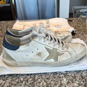 Men’s Authentic Golden Goose Superstar Sneakers, Size 9
